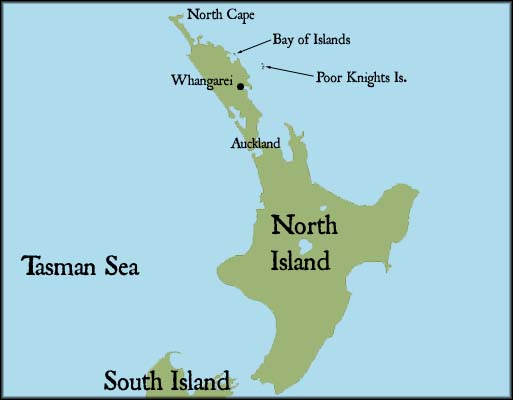 Map of North Island, New Zealand